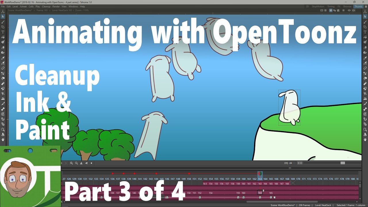 Animating with OpenToonz - Part 3. Finishing an animation - Cleanup, Ink & paint (3 of 4)