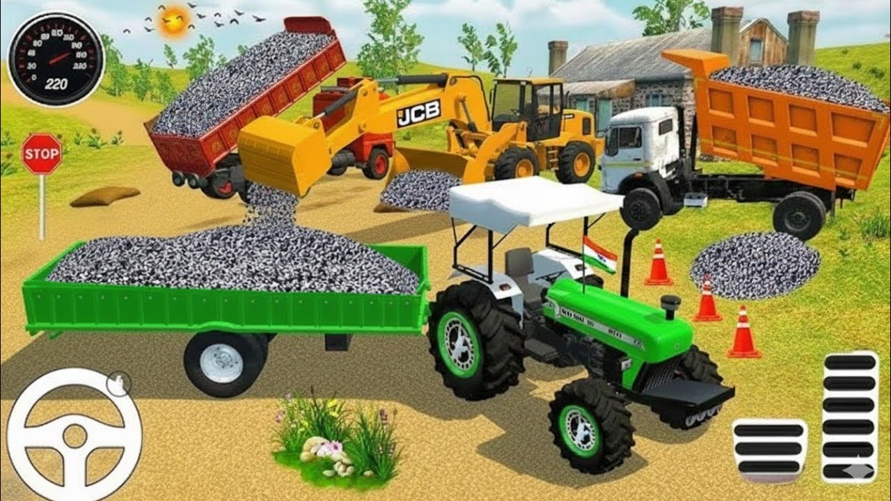 🚦🚧 DRIVE NEW CAR AND JCB UNLOADING BORI FROM DUMPER 🏗️ IN THE GAME 🛑#dumper #tractor #truck #jcb 