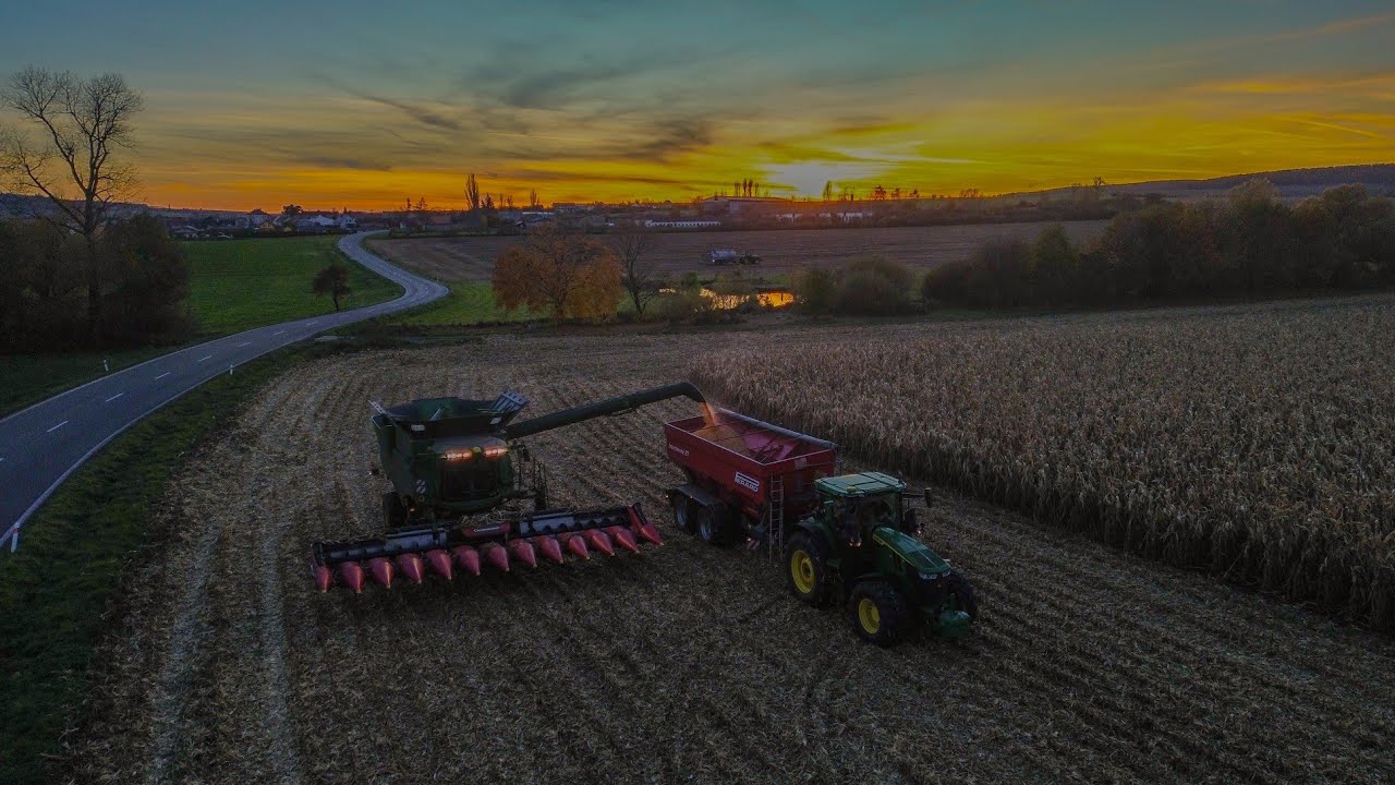 SKLIZEŇ KUKUŘICE NA ZRNO | JD S690i | JD 7r330 & PERARD INTERBENNE 27 | 3x JCB LUKROM PLUS