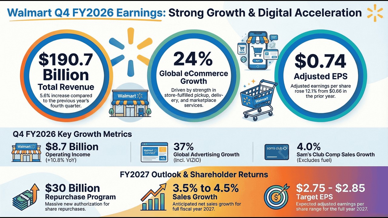 Deep Dive Walmart (WMT) Q4FY2026: $190 Billion Revenue & Massive eCommerce Growth!