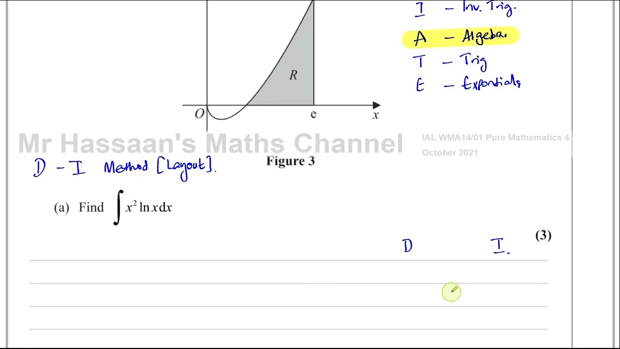 WMA14/01, (Edexcel), IAL, P4, October 2021,  Q8(a),  Integration by Parts (DI Layout)