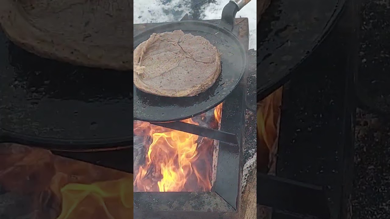 Delicious outdoor cooking in the cold winter #cooking#steak#winter#outdoors#cold#snow