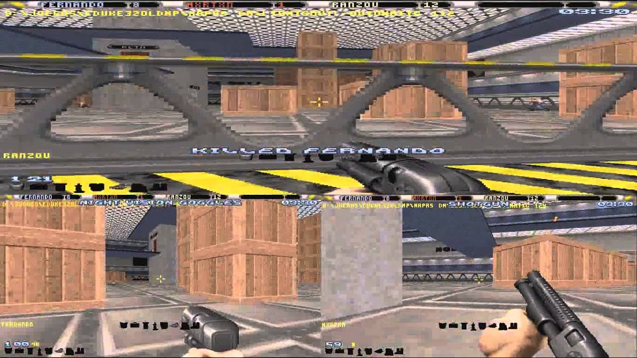 Duke Nukem 3D Multiplayer Online - Lights Out! (Dukematch - 3 players splitscreen)