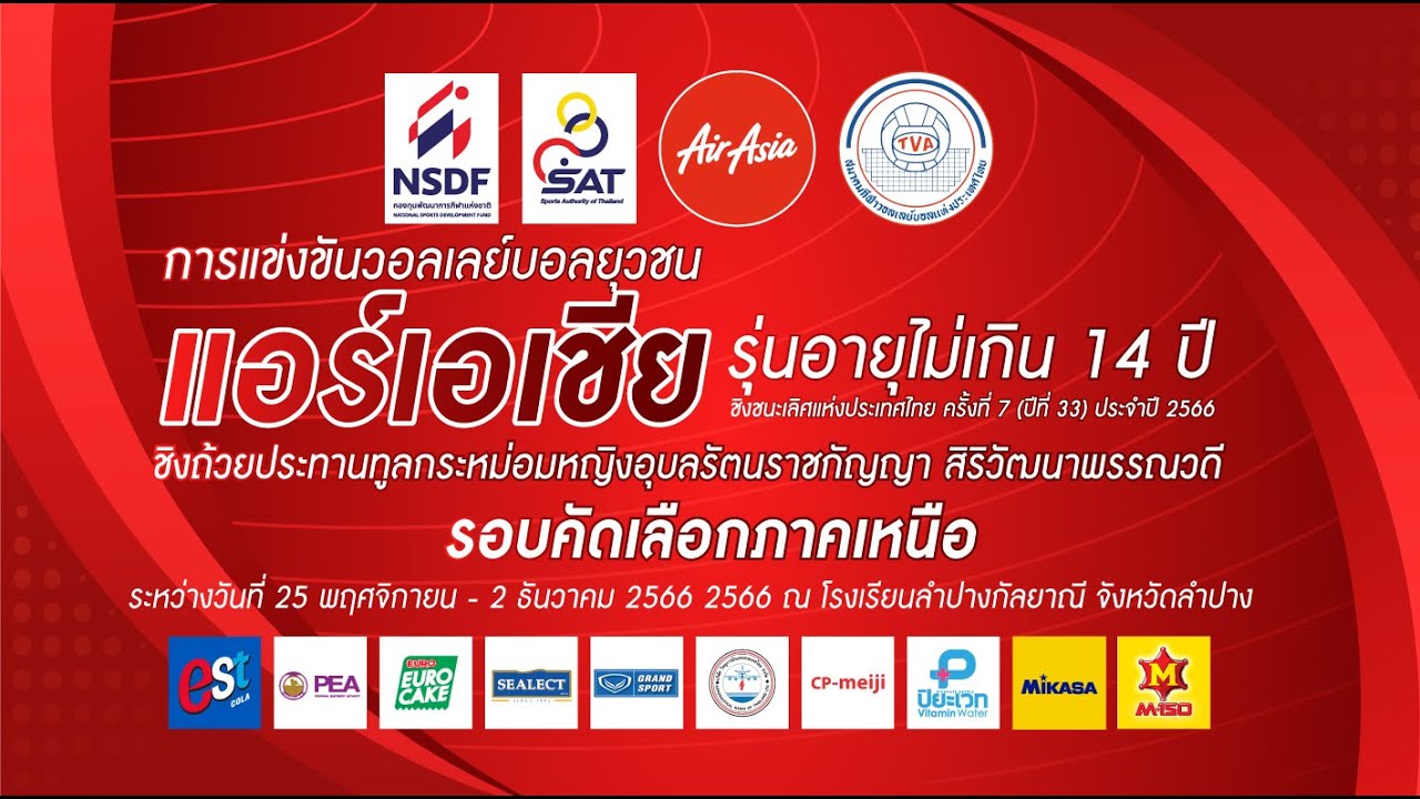รร.ลำปางกัลยาณี - รร.เทศบาลวัดท่าสะต๋อย/ชาย/รองชนะเลิศ/วอลเลย์บอลยุวชน แอร์เอเชีย 2566 (เหนือ)