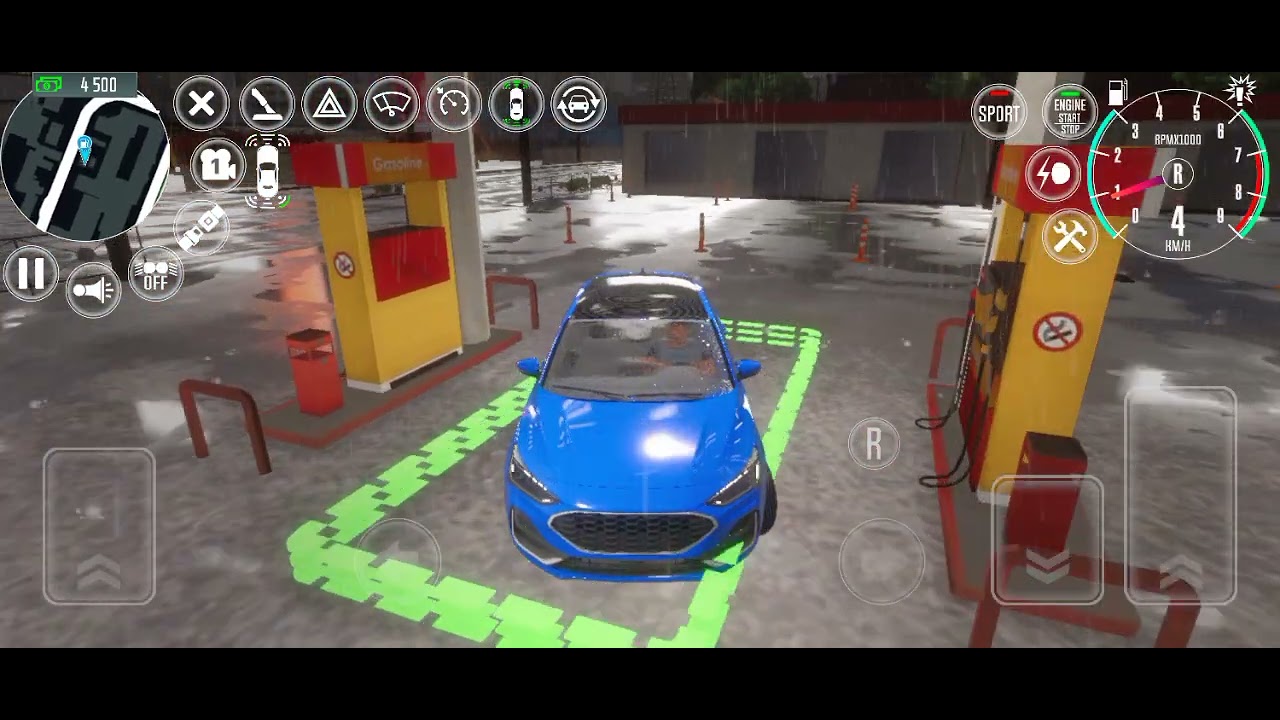 Rainy day on Driving school simulator 
