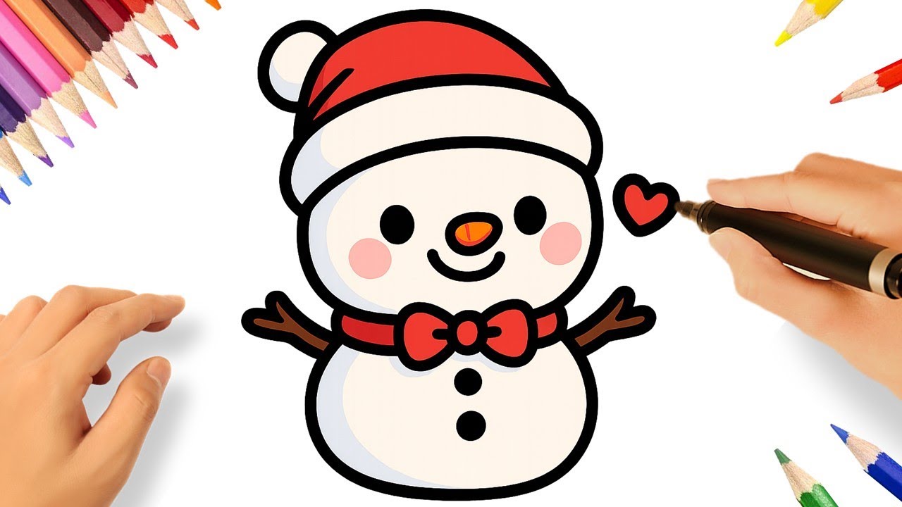 HOW TO DRAW A CUTE CHRISTMAS SNOWMAN EASY ⛄🎄| CHRISTMAS DRAWINGS
