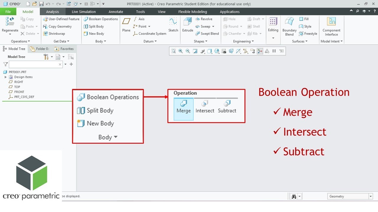 Creo Parametric | Boolean Operation