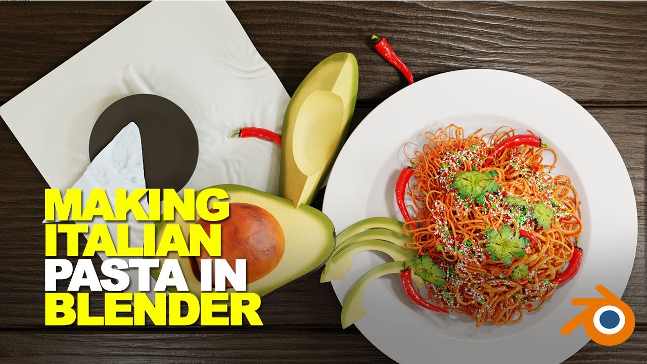 create a plate of Italian pasta in blender