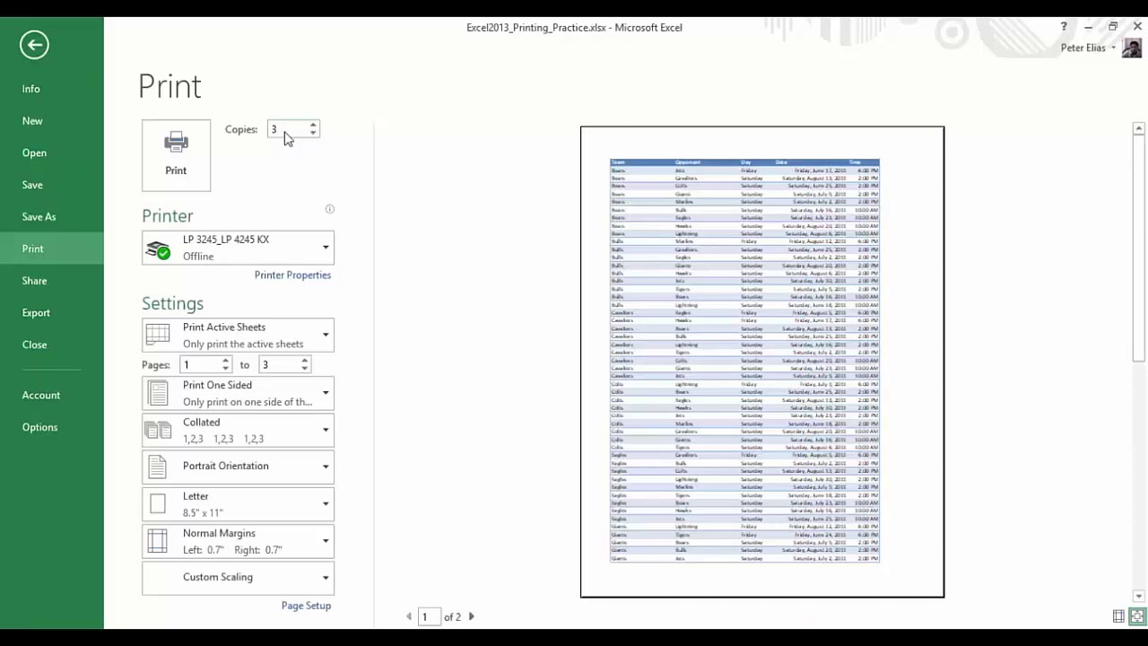 Printing Excel  Worksheet - الطباعة في الاكسيل