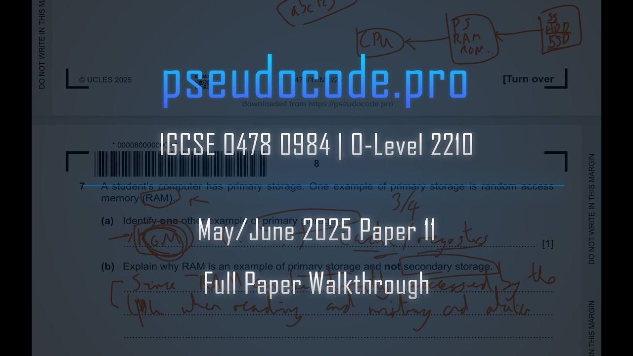 [Solved Past Paper] May/June 2025 Paper 11 IGCSE 0478 0984 | O-Level 2210 | Computer Science