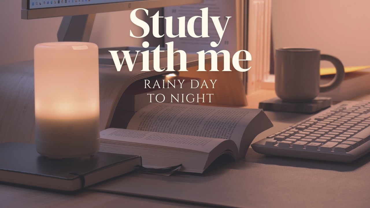 5-HOUR STUDY WITH ME 🌧️ Rainy Day to Night | ⌨️ Keyboard Typing + Rain Sounds | Pomodoro 50/10