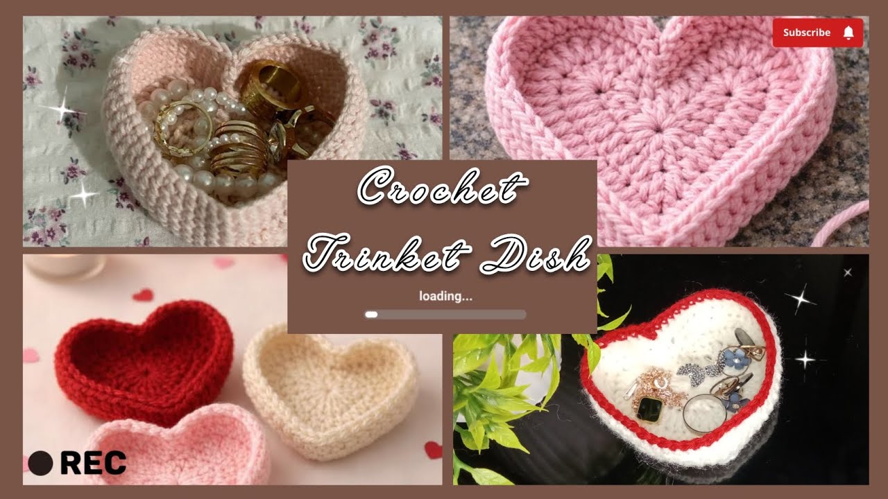Crochet Trinket dish ❤️🤍 Beginner friendly tutorial #crochet #cozyyarn #crochettutorial #trinketdish
