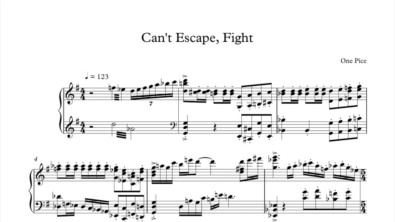One Piece OST - Can't Escape, Fight - Piano Cover