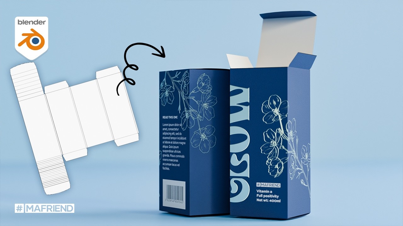 How to Create a Photorealistic 3D Box with Dieline in Blender – Full Tutorial