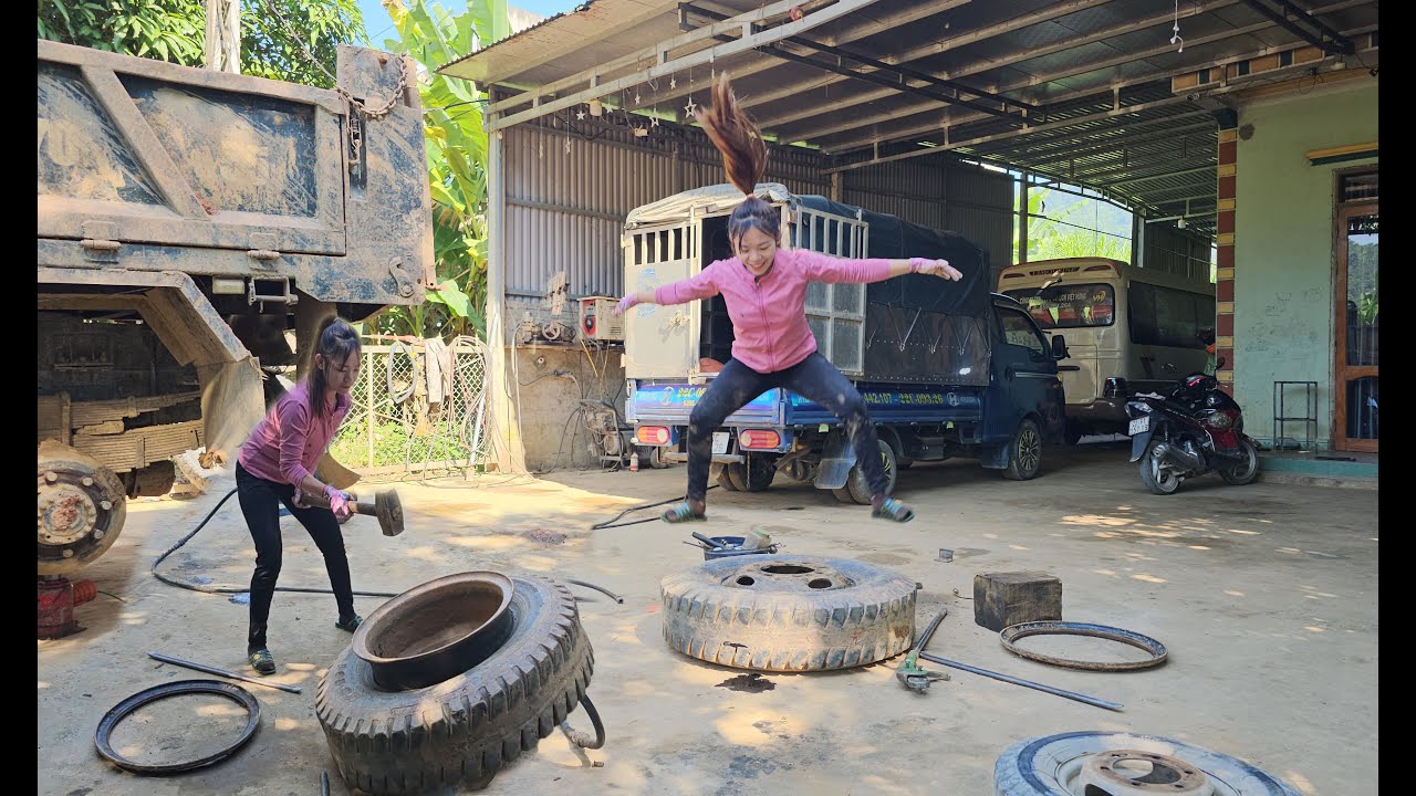 Genius Girl's Challenge: Fixing an Old Tire and the Unexpected Ending