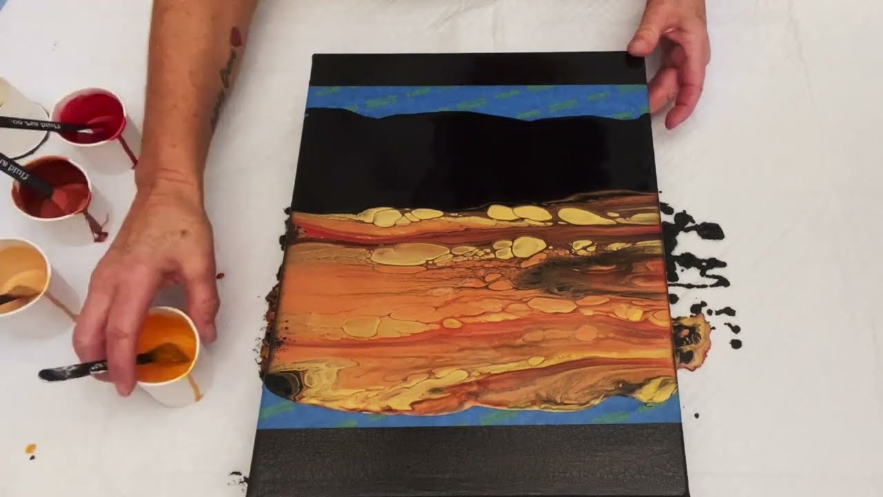 Crackle Paste and Fluid Art  Acrylic Pour , Flow Art, Fluid Art Technique, Fluid Art Tutorial