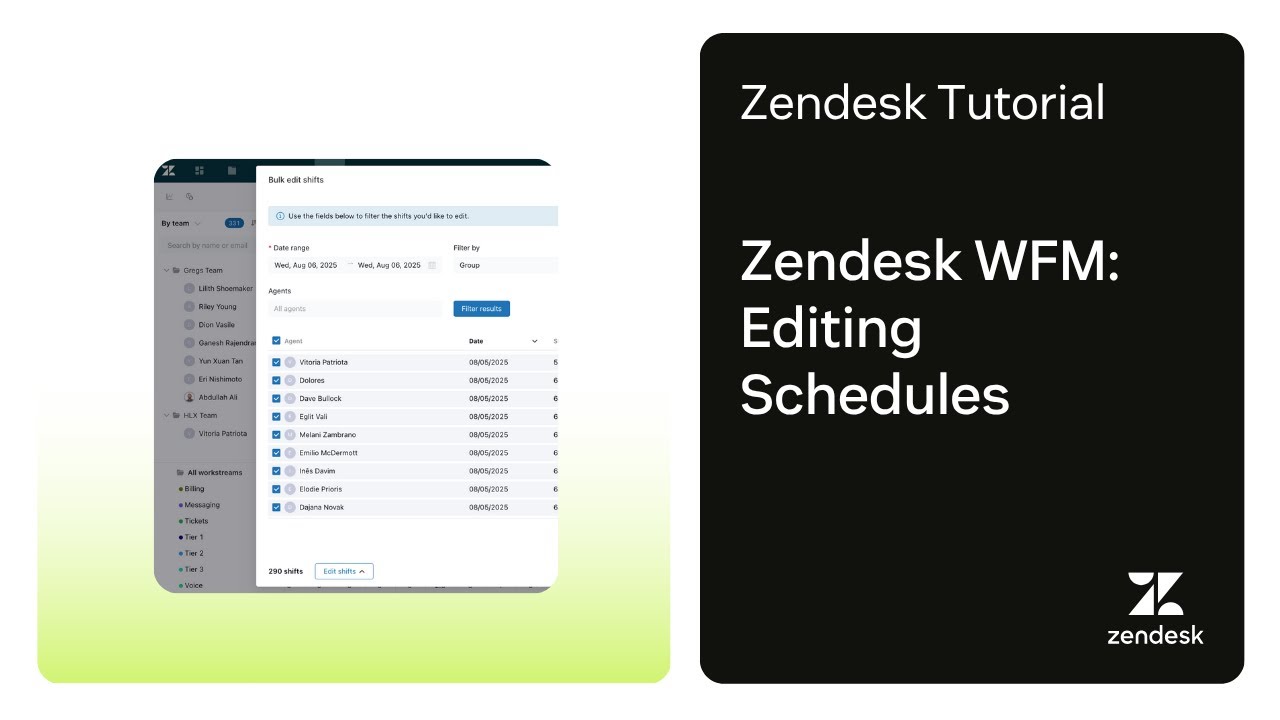 Zendesk WFM: Editing Schedules