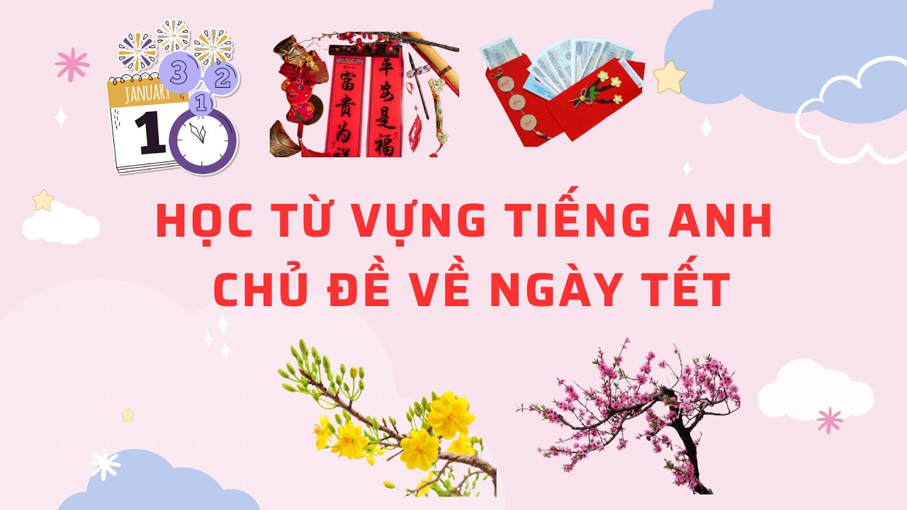 🧧 CÁC TỪ VỰNG TIẾNG ANH VỀ NGÀY TẾT – Học dễ nhớ qua hình ảnh đón năm mới rực rỡ!