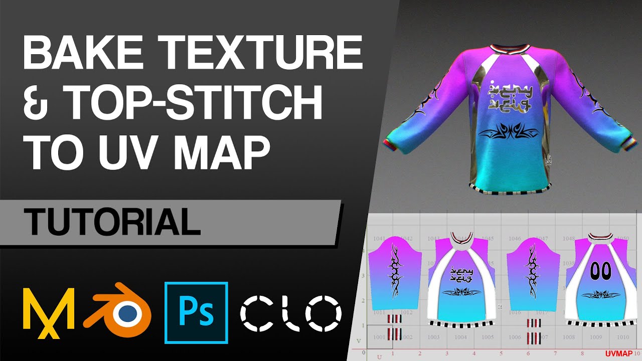 Экспорт UVmap и запекание Topstitch/текстуры — Marvelous Designer, Photoshop и Blender