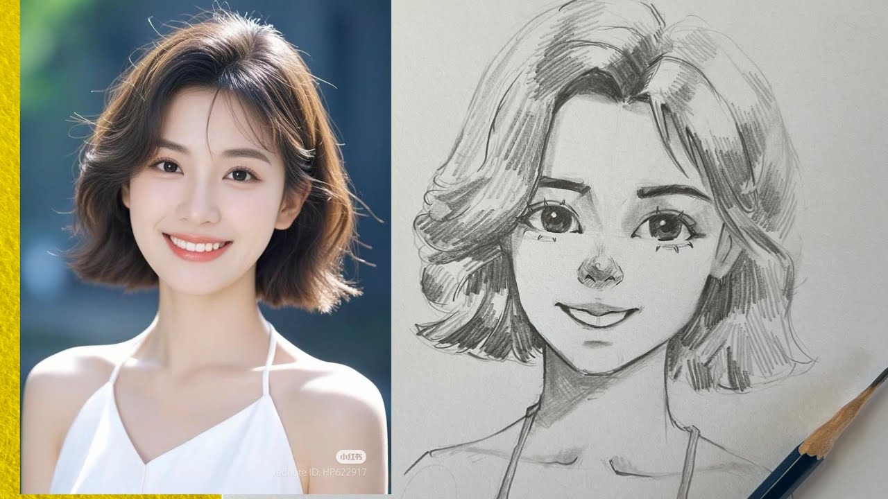 Portrait a Girl Drawing Cute Vibes