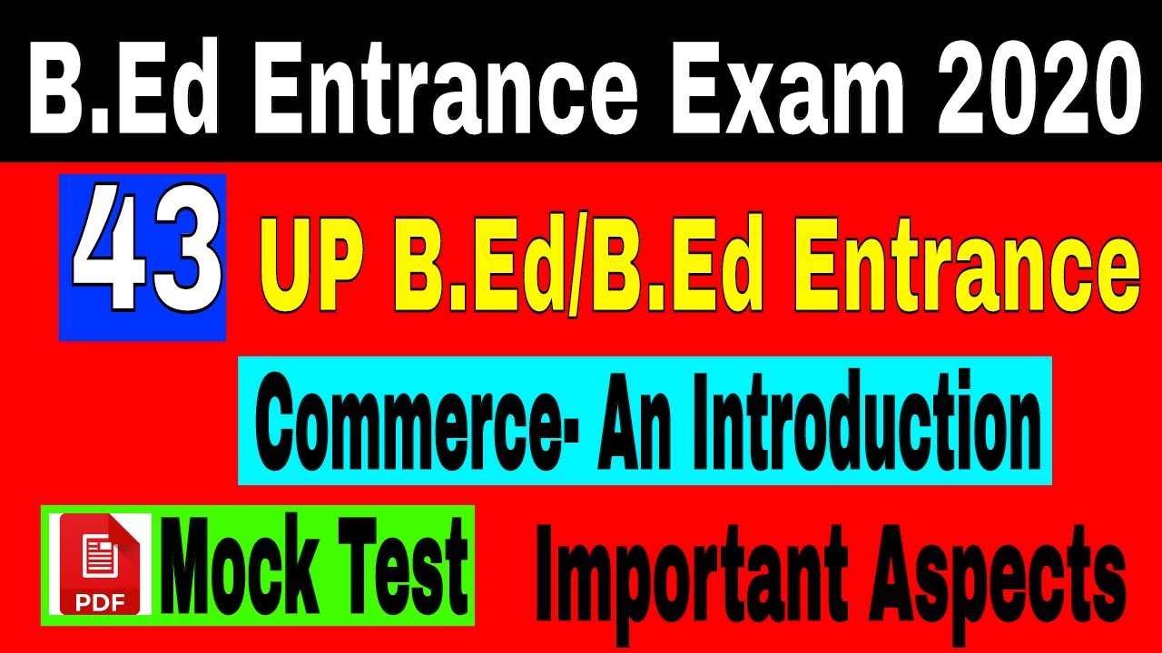 UP B.Ed/B.Ed Entrance Exam || Commerce- An Introduction ||  B.Ed Entrance Exam