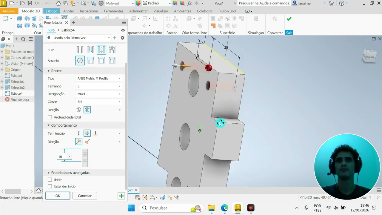 Peça 13 – Placa com Furos Coordenados | Caminhão Betoneira em 3D | Autodesk Inventor