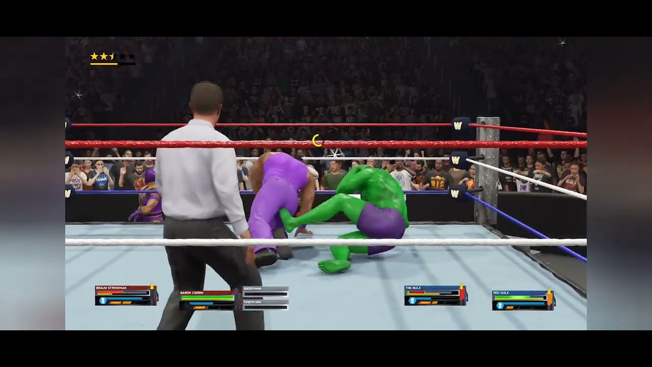 WWE 2K25 The Powerhouse vs The Hulk and Red Hulk for the WWE Tag Team Championships.