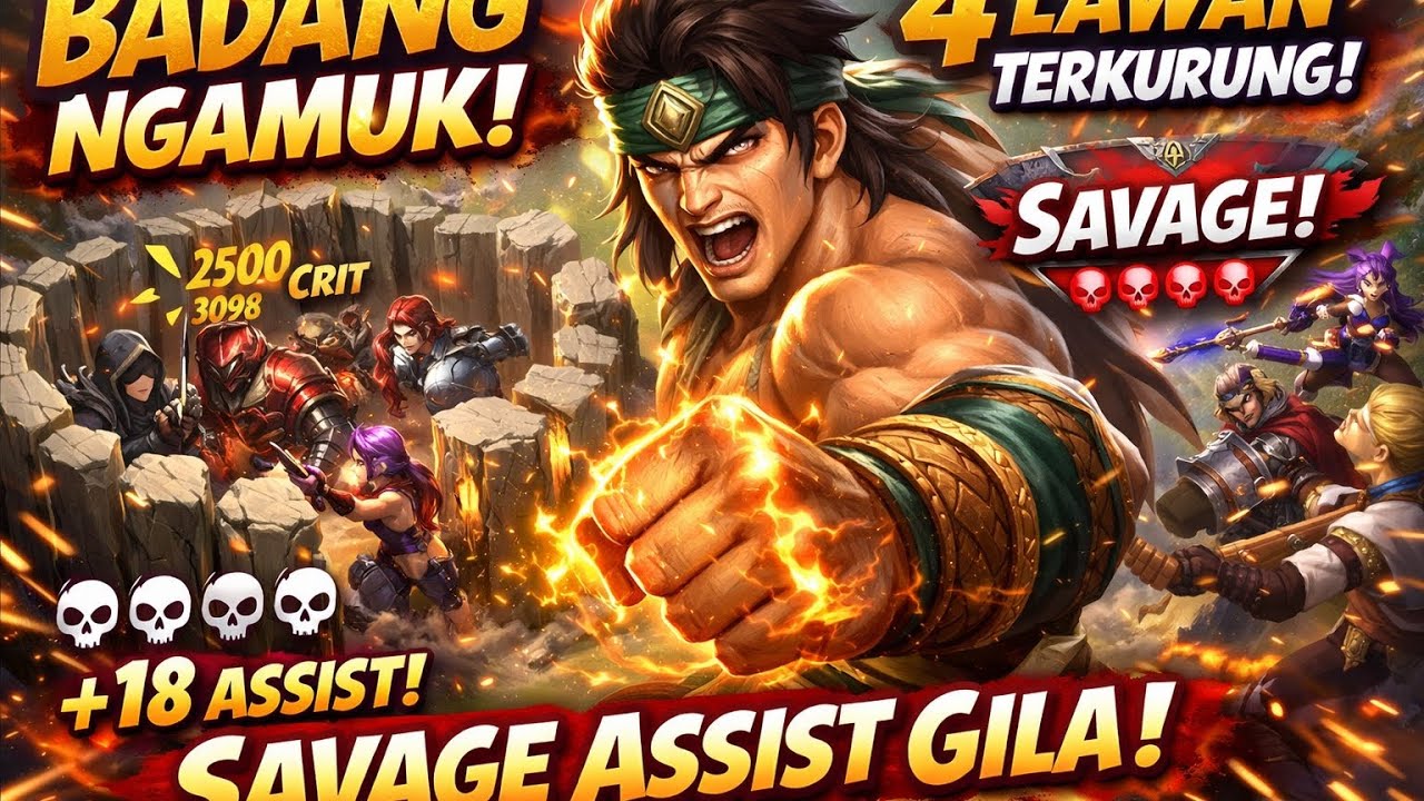 Pertama Kali pakai BADANG. 🔥 Kurung 4 Lawan Sekaligus, Auto Di-Keroyok Tim! Savage Assist Gila! 😱