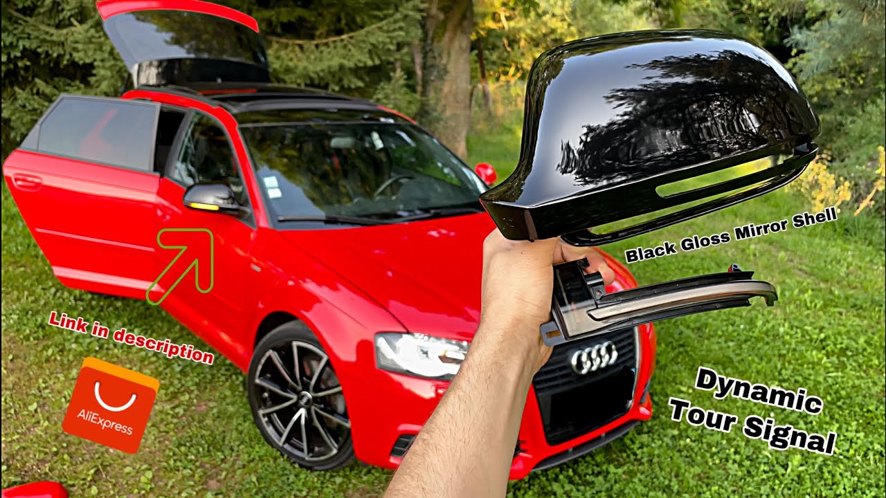 Install Clignotant Dynamique Coque Retro Noir/Tourn signal miroir cover black Audi a3 8p (AliExpres)