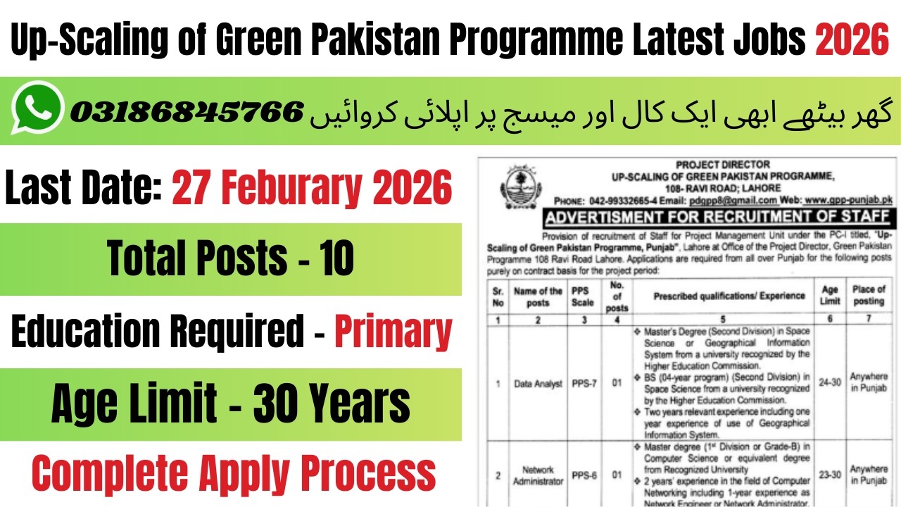 Green Pakistan Programme Jobs 2026 | Green Pakistan Jobs 2026 | Punjab Govt Jobs 2026 | Jobs 2026
