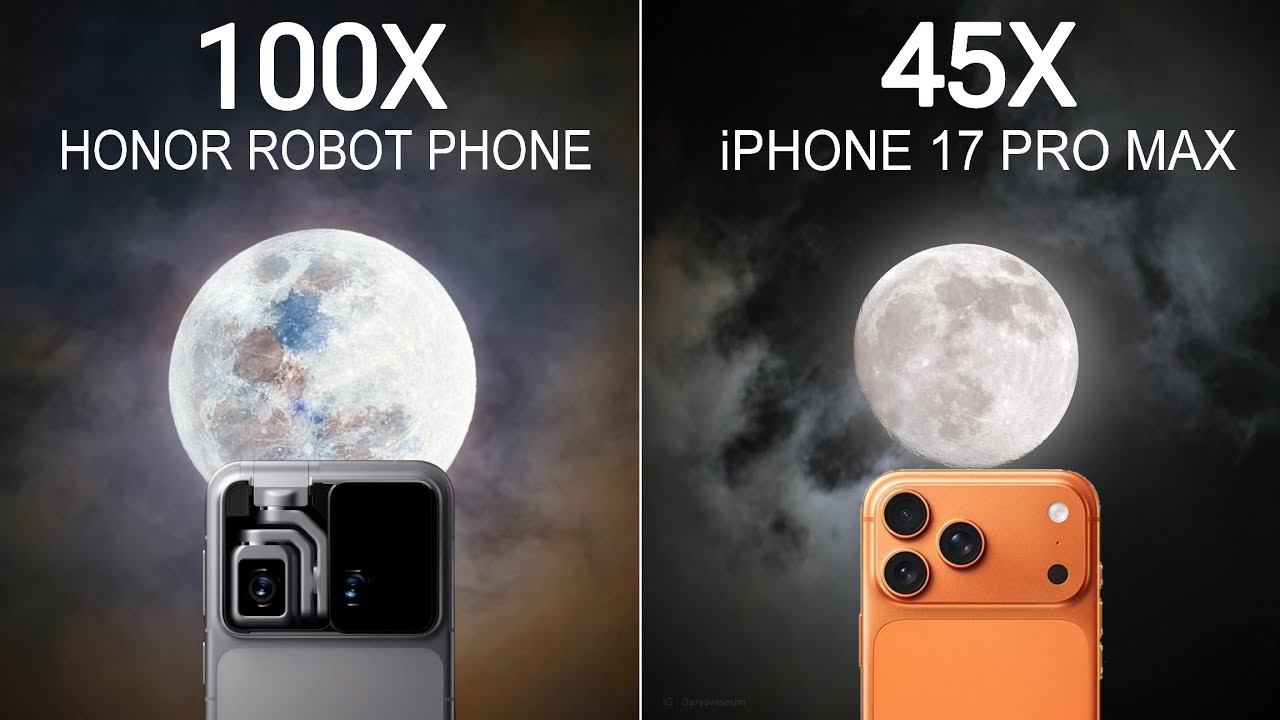 Honor Robot Phone Vs iPhone 17 Pro Max Live Camera Zoom Test Comparison 