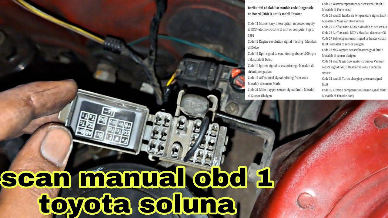 cara scan manual OBD 1 toyota soluna