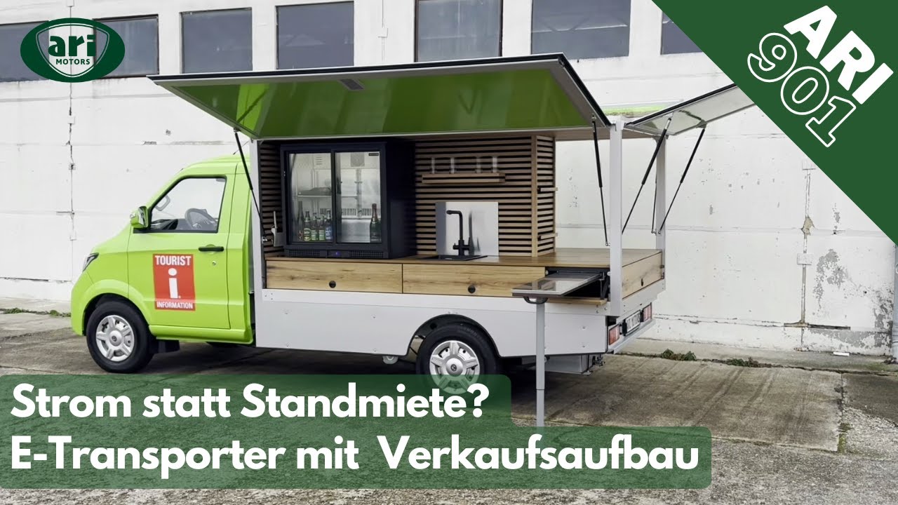 ARI 901 Elektrotransporter mit Verkaufsaufbau - Promotionmobil mit Solar & Kühltechnik ⚡️
