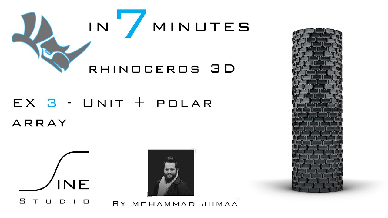 Rhino tutorial in 7 minutes  -  EX 3  -  Unit + polar array