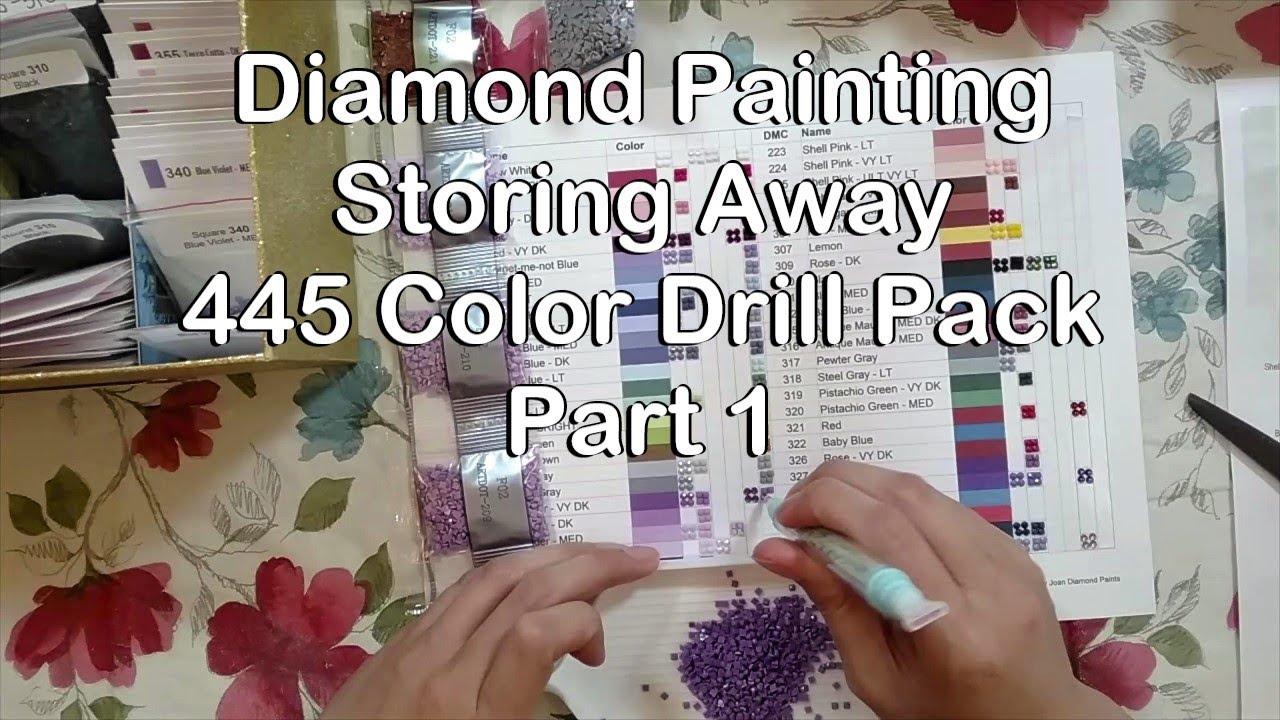 Storing 445 Color Diamond Painting Drill Pack & Completing a DMC Color Chart Part 1