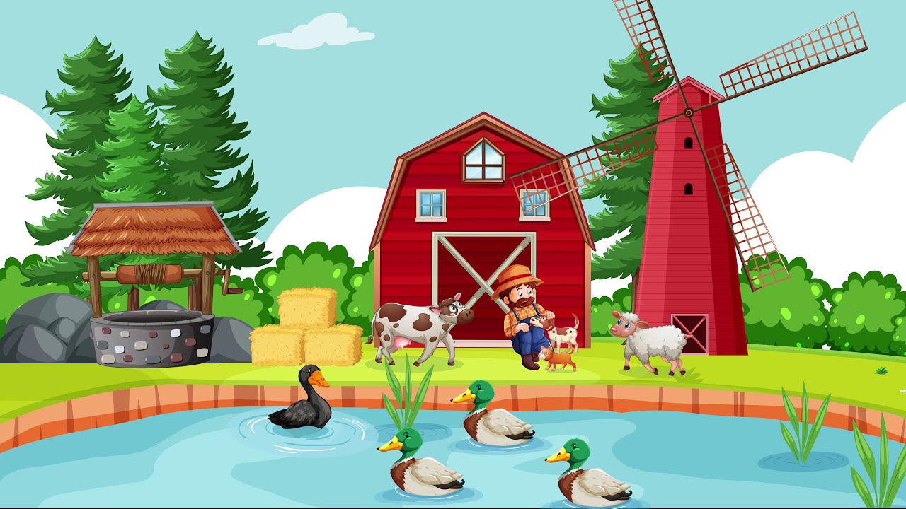 Animals in Farm scene basic animation with movement