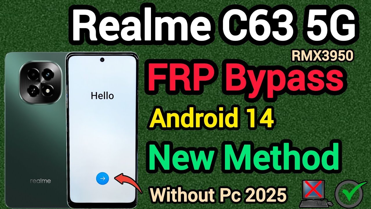 Realme C63 5G || FRP Bypass || Android 14 || Google Account Remove || Without Pc || RMX3950 || 2025.