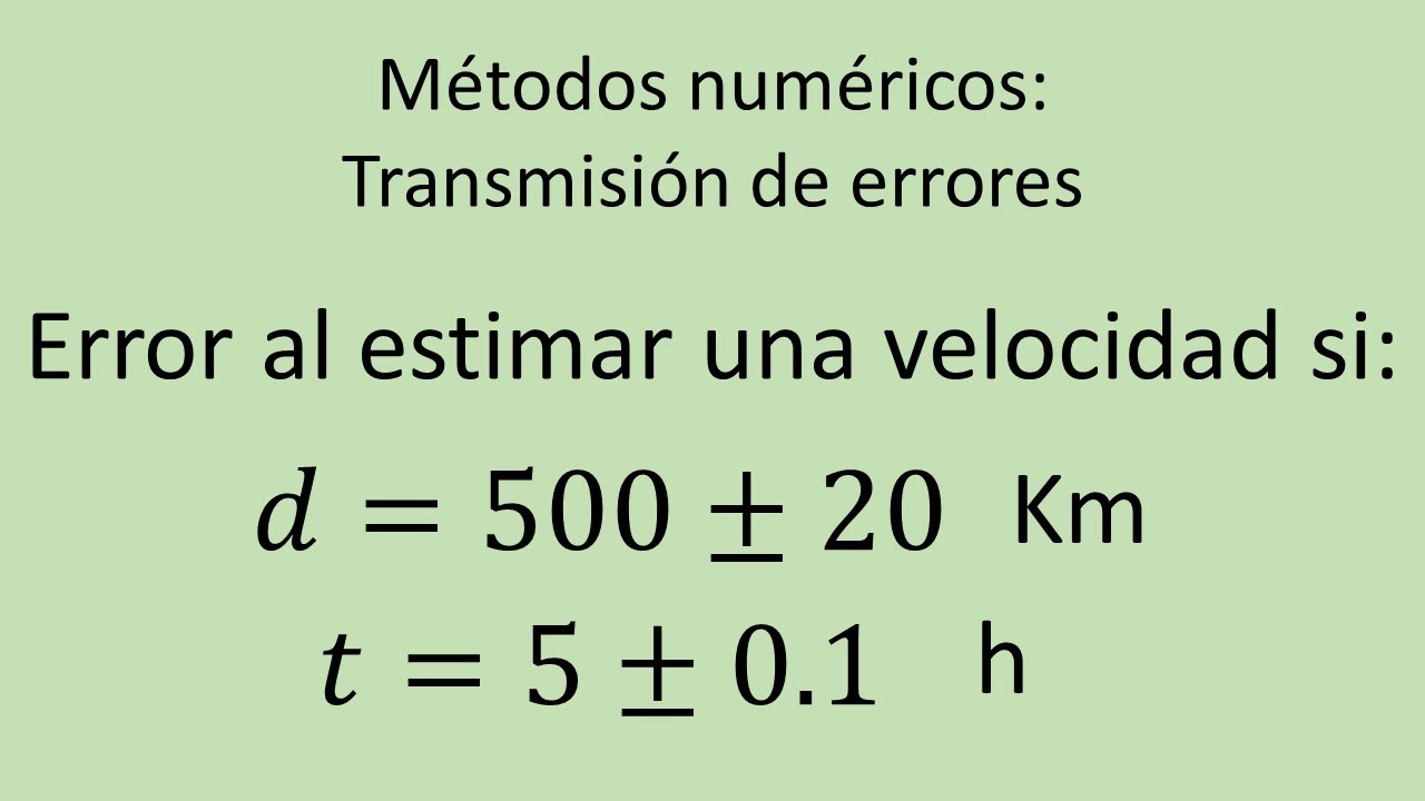 Transmisión de errores. Error en la estimación de una velocidad