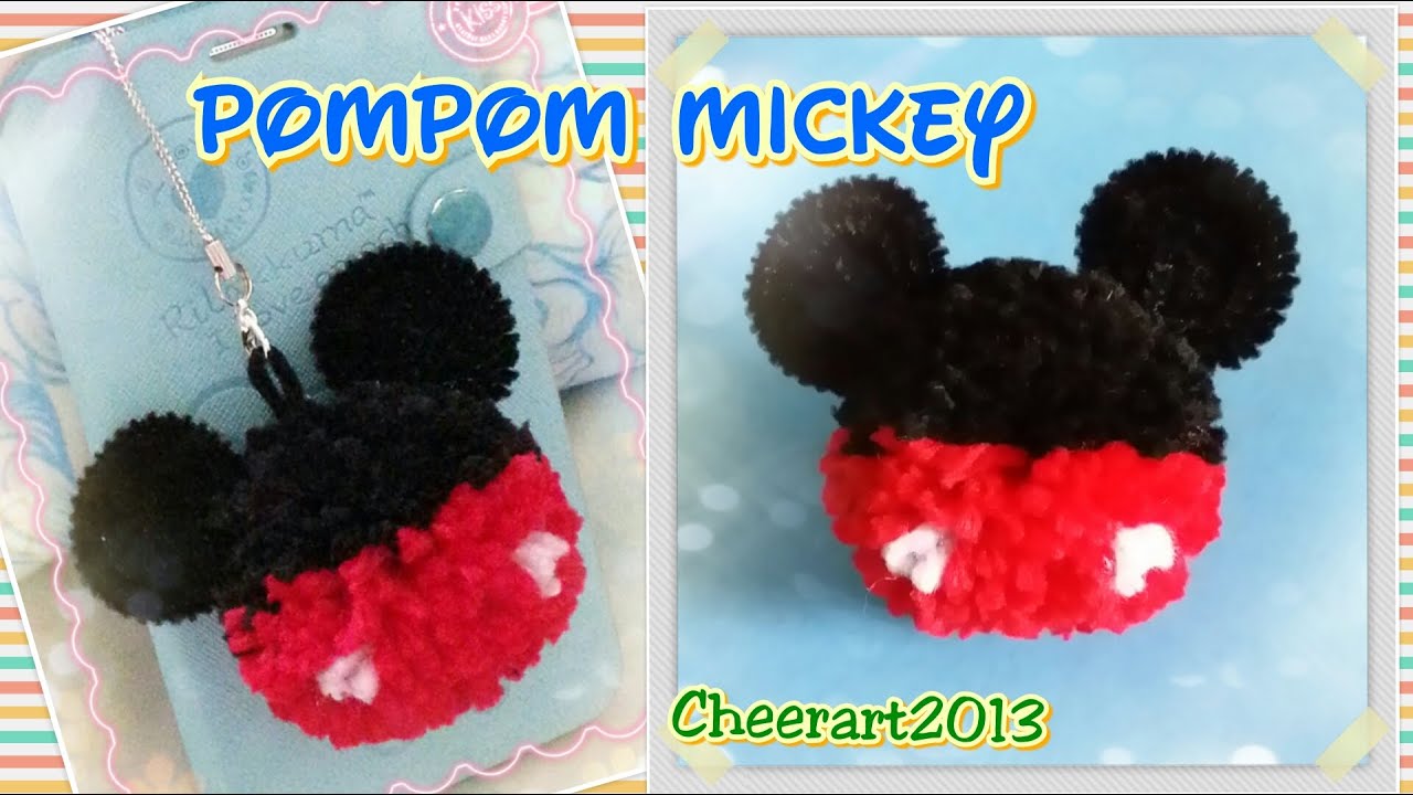 Pompom Mickey tutorial 毛絨球米奇教學