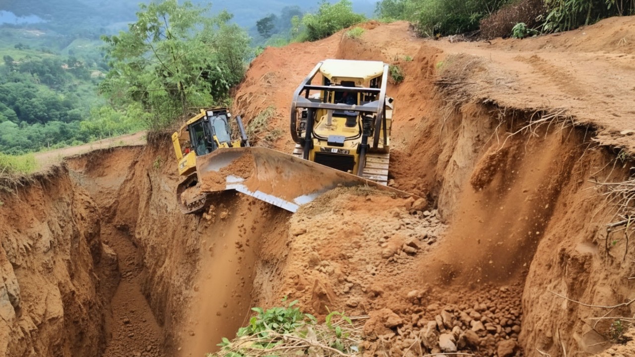 Clearing a Challenging Plantation Road With an Old CAT D6R XL Dozer