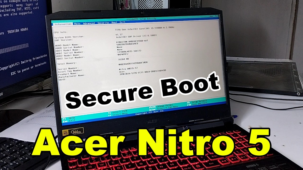 طريقة الدخول إلى BIOS وتعديل إعدادات الإقلاع في لابتوب Acer Nitro 5 و تعطيل Secure Boot 💻