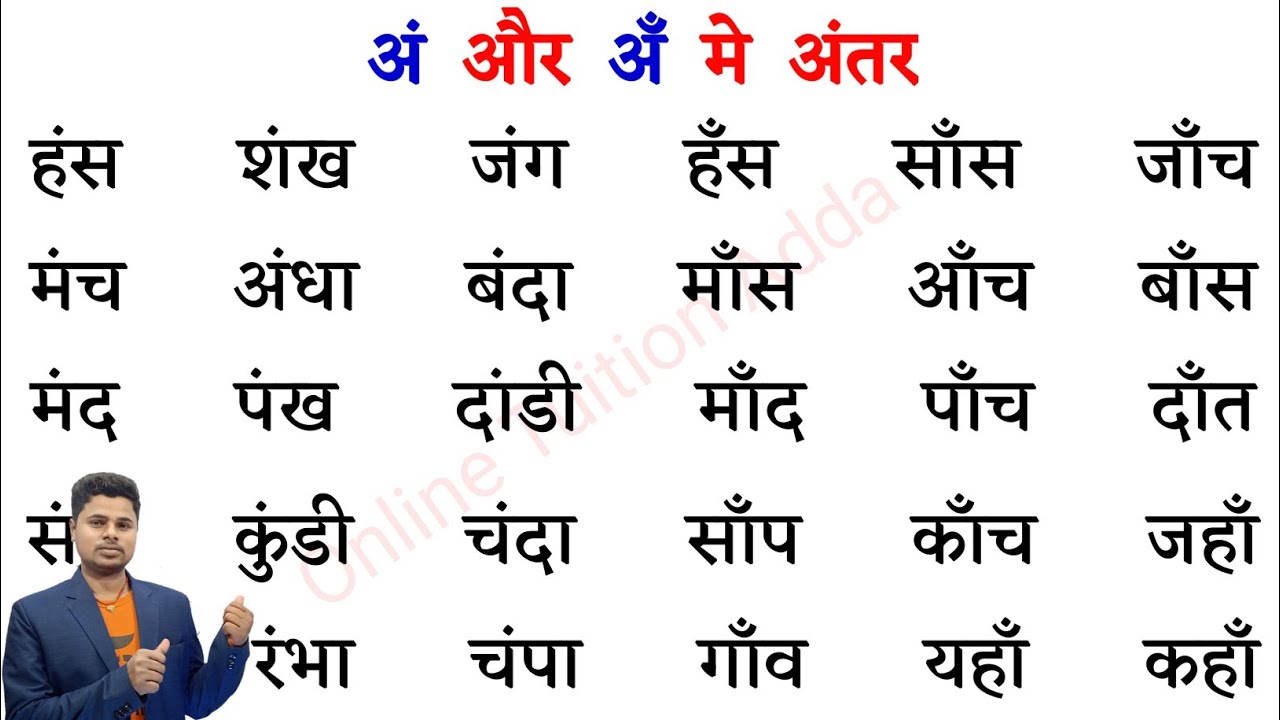 अं और अँ मे अंतर | Difference between an and chandrabindu । चन्द्रबिन्दु  की मात्रा वाले शब्द |Hindi