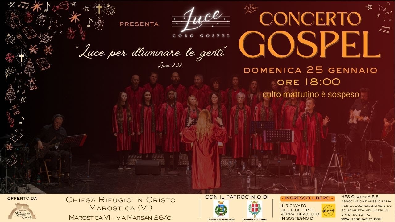Concerto Gospel - Coro Luce  - culto domenica  25-01-2026 ore 18:00