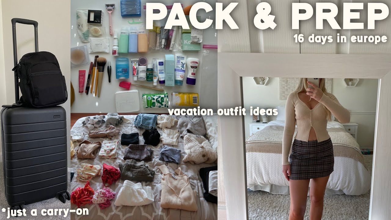 PACK & PREP with me for 16 days in Europe: carry-on & personal item only (vacation outfit ideas)