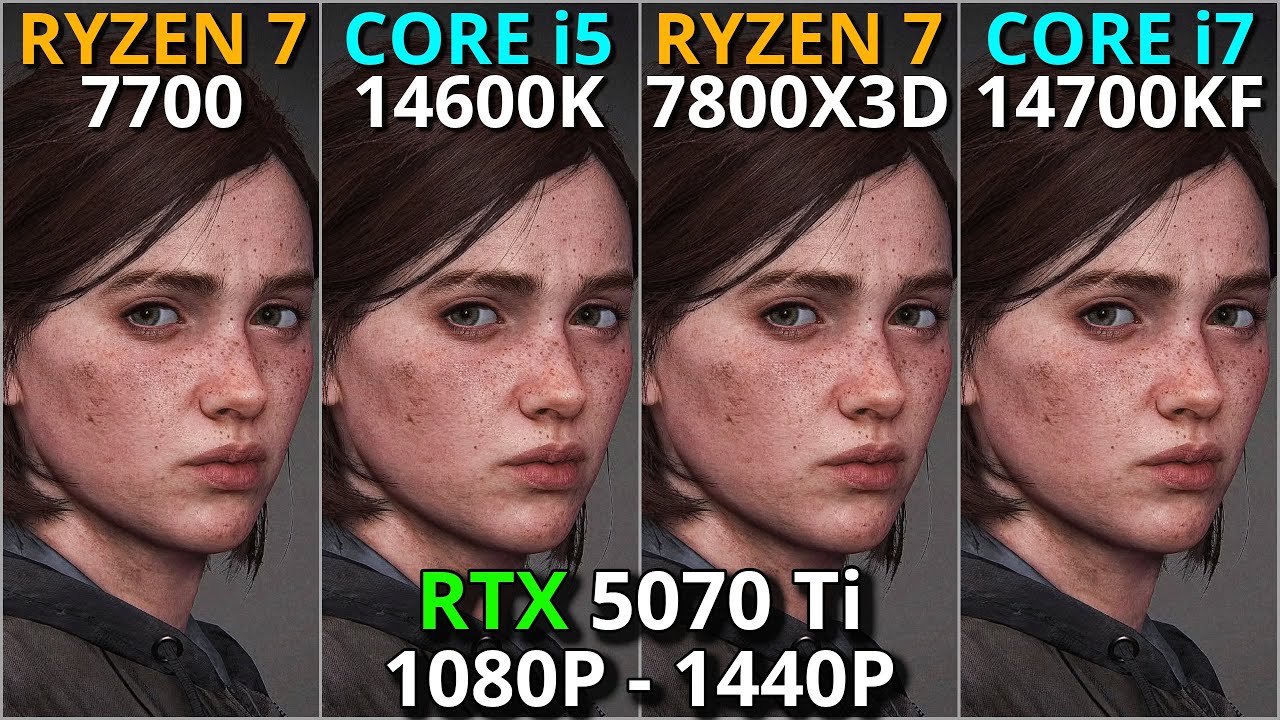 Ryzen 7 7700 vs Core i5 14600K vs Ryzen 7 7800X3D vs Core i7 14700KF | RTX 5070 Ti | 1080p & 1440p