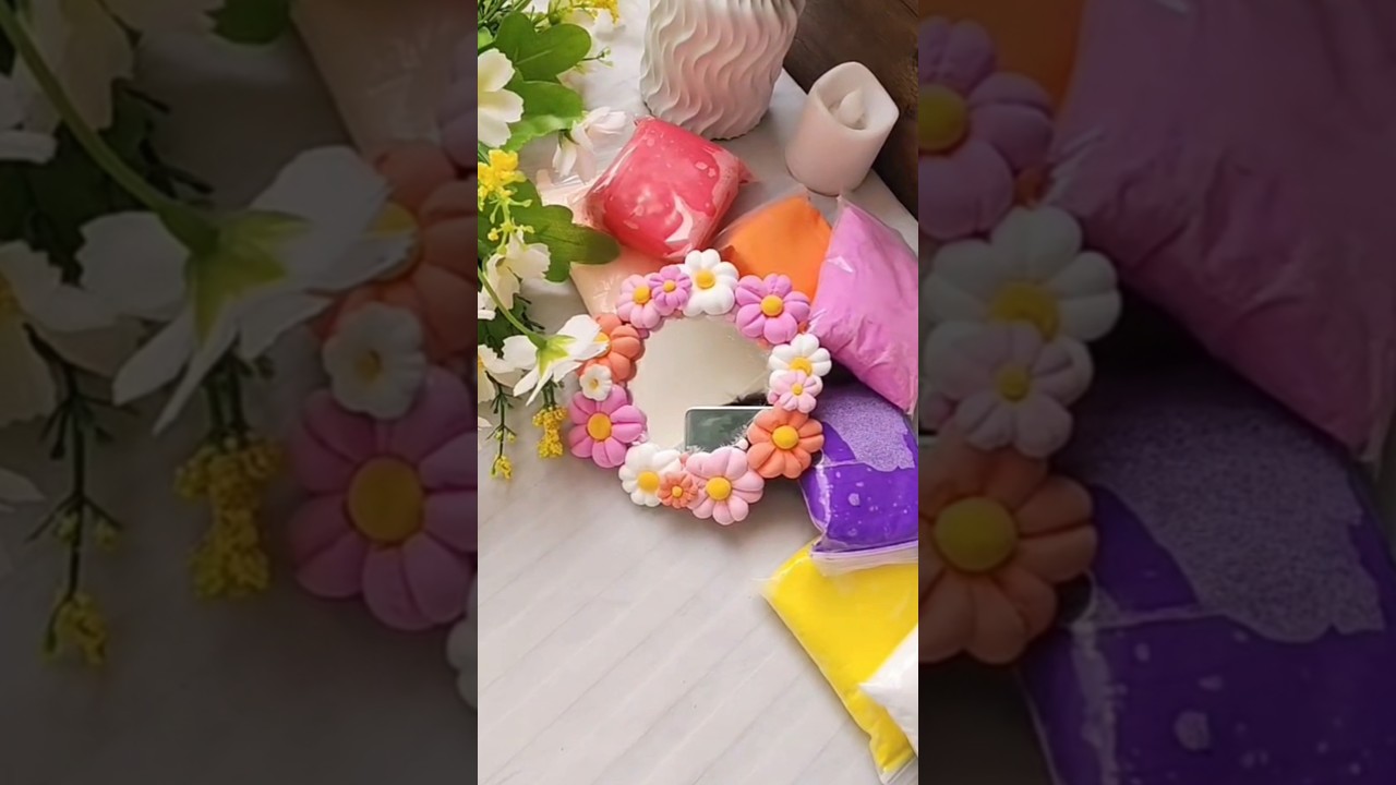 clay flower mirror 🪞🌸 | easy to craft pretty mirror decor 🩷 