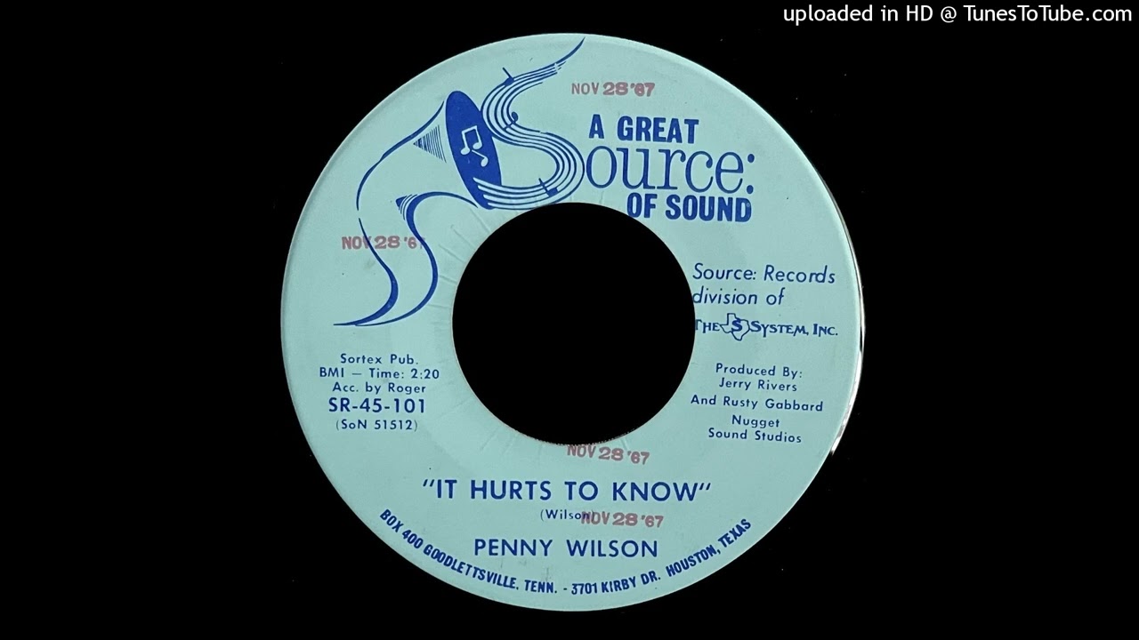 Penny Wilson - It Hurts To Know - A Great Source of Sound 45