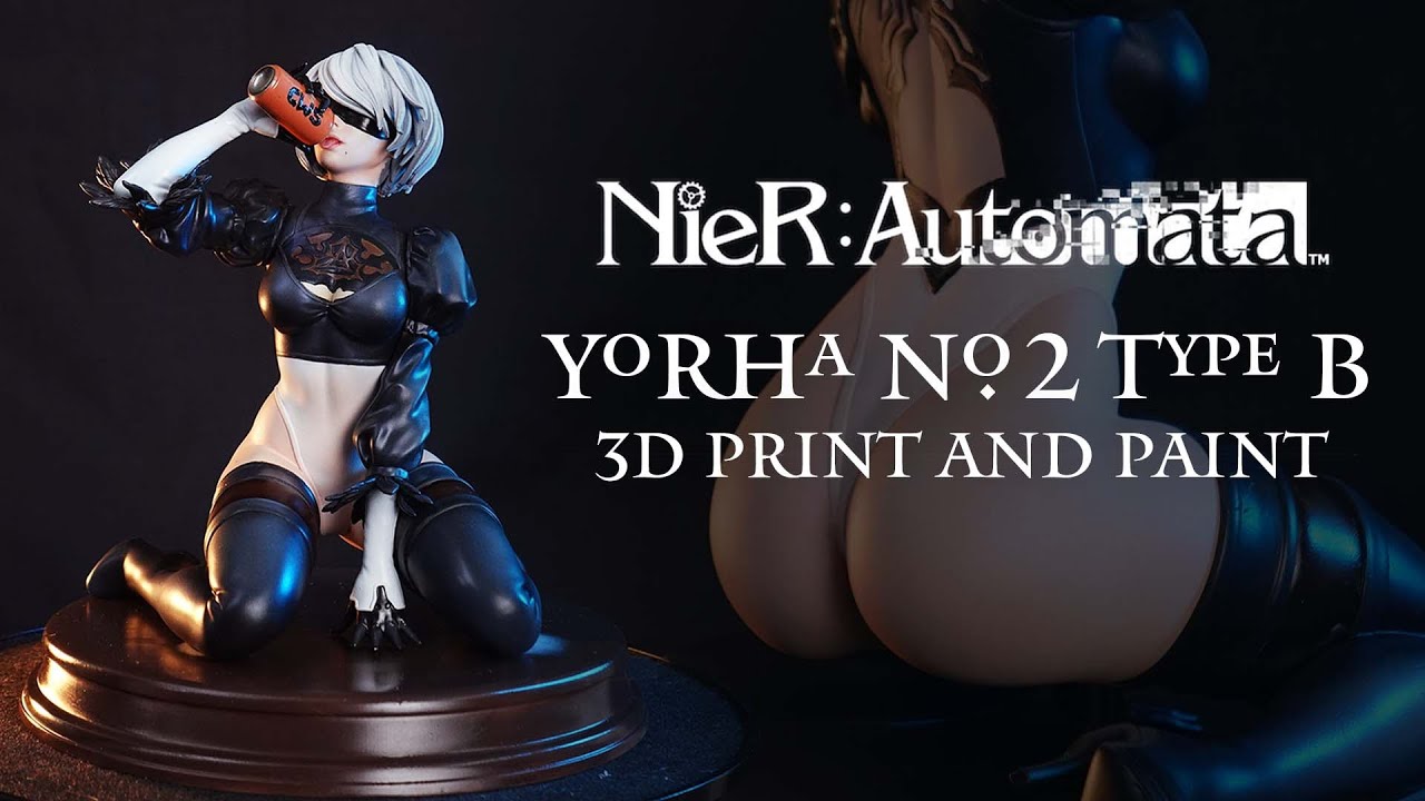 Я сделал фигурку NIER AUTOMATA 2B, напечатанную на 3D-принтере, с нуля