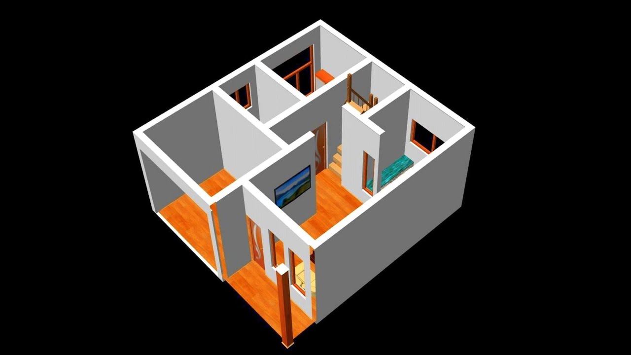 Small House Plan 8 x 9m Bedroom with American Kitchen 2023