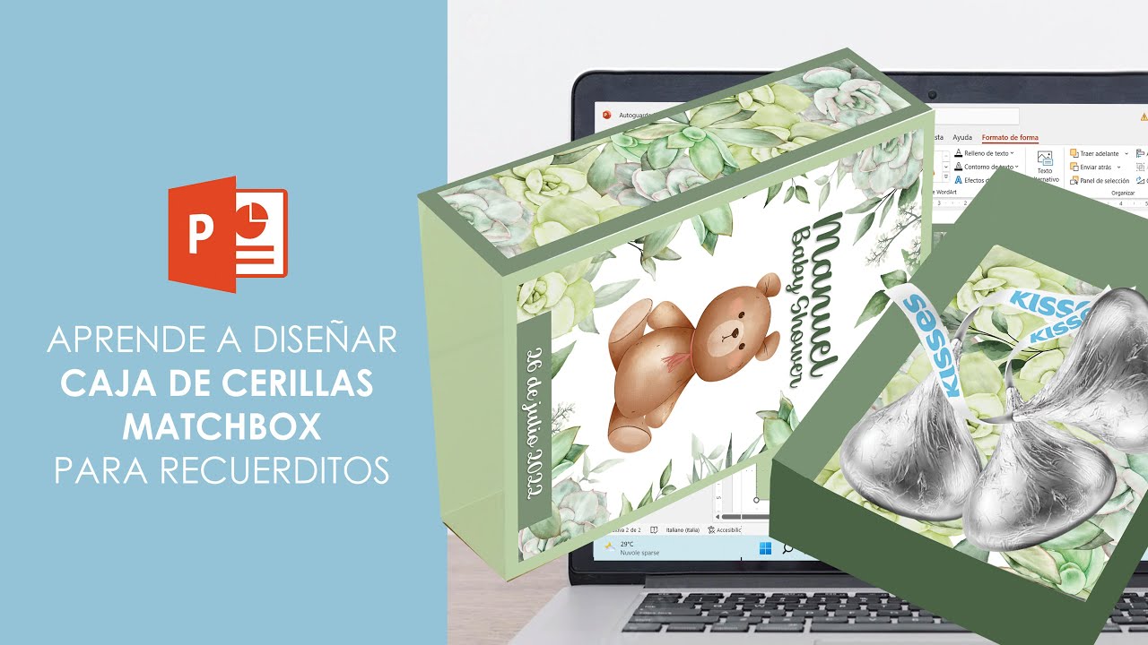 como hacer caja de fósforo tipo CERILLAS - MATCHBOX para SOUVENIR BABY SHOWER